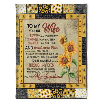 Flower Blanket, To My Wife You Are My Sunshine, Gift For Wife Family Home Decor Bedding Couch Sofa Soft and Comfy Cozy - Thegiftio UK