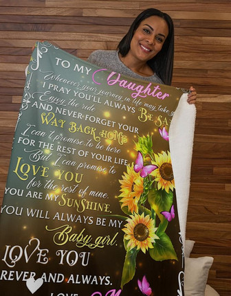 Flower To My Daughter, Whenever Your Journey Fleece Blanket - Gift For Daughter Gift For Christmas - Thegiftio UK