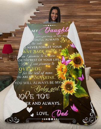 Flower To My Daughter Whenever Your Journey - Dad Fleece Blanket - Gift For Daughter Gift For Christmas - Thegiftio UK
