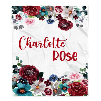 Flower Maroon Blanket For Daughter Granddaughter Niece Birthday Christmas Fleece Blanket - Thegiftio UK
