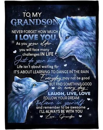 Never Forget How Much I Love You To My Grandson Blanket Great For Birthday Christmas Thanksgiving - Thegiftio UK