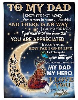 Fox To My Dad, How Far I Go In Life,Fleece Blanket Gift For Father Family Home Decor Bedding Couch Sofa Soft - Thegiftio UK