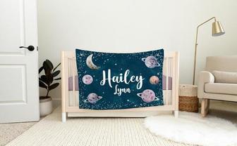 Galaxy Blanket, Personalized Outer Space Baby Blanket, Newborn Coming Home Blanket - Thegiftio UK