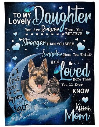 German Shepherd To My Lovely Daughter Fleece Blanket, Gift for German Shepherd Lovers Gift For Family Friend Birthday - Thegiftio UK