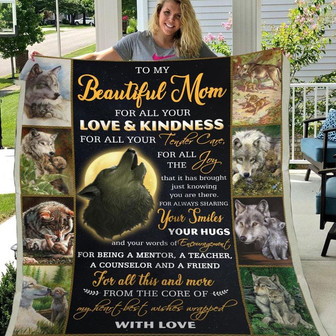 Gift For Beautiful Mom Best Wishes Wrapped With Love - Blanket - Thegiftio UK