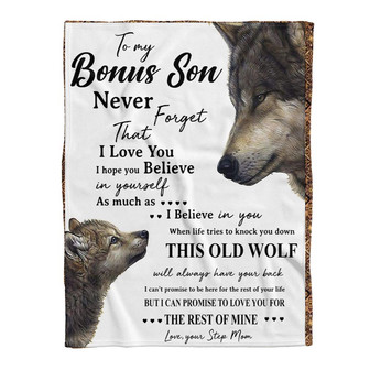 Gift For Bonus Son Blanket, To My Bonus Son Wolf Never Forget That I Love You Gift From Step Mom - Thegiftio UK