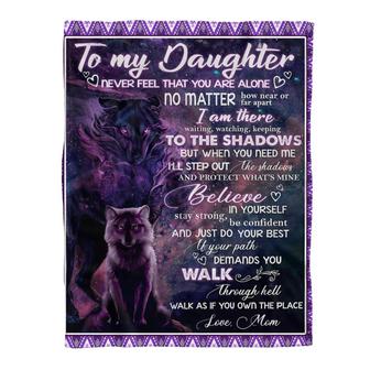 Gift For Daughter Blanket, Daughter To My Mom Wolf Shadow Purple Believe In Yourself Gift For Christmas - Thegiftio UK