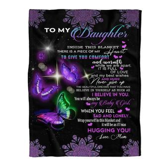 Gift For Daughter Blanket, To My Daughter Inside This Blanket Butterfly Purple Mandala Gift For Christmas - Thegiftio UK