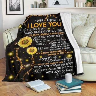 Gift For Daughter Blanket, To My Dear Daughter Sunflower Never Forget That I Love You - Love From Mom - Thegiftio UK