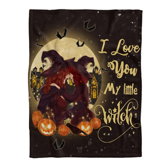 Gift For Daughter Blanket, To My Daughter I Love You My Little Witch Pumpkin Halloween Fleece Blanket - Thegiftio