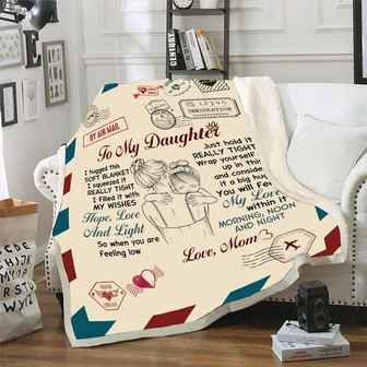 Gift For Daughter, Best Gift For Daughter, To My Daughter, I Hugged This Soft Blanket Fleece Blanket Home Decor - Thegiftio