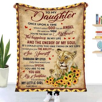 Gift For Daughter Lion Art I Asked For An Angel He Sent Me You - Blanket - Thegiftio UK