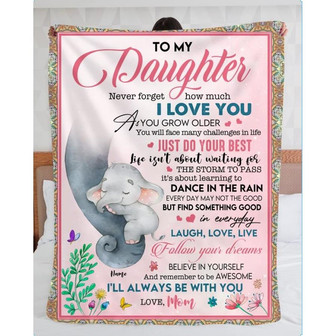 Gift for Daughter from Mom Never How Much I Love You Personalized Elephants Blanket - Thegiftio UK