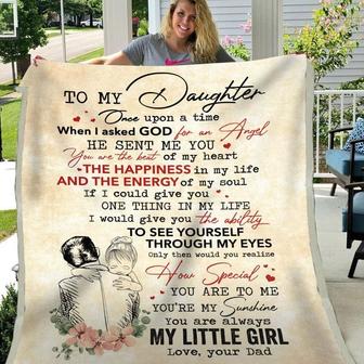 Gift For Daughter Once Upon A Time When I Asked God For An Angel From Dad - Blanket - Thegiftio UK