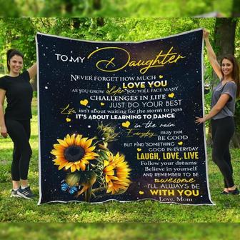 Gift For Daughter Sunflower Art Never Forget How Much I Love You - Blanket - Thegiftio UK