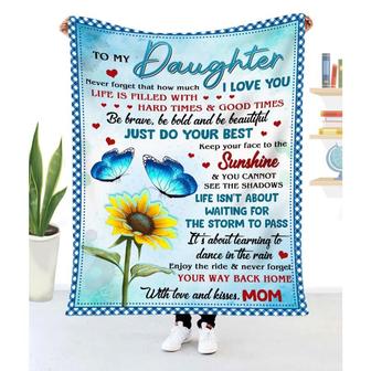 Gift For Daughter Sunflower Butterfly Art Never Forget That How Much I Love You From Mom - Blanket - Thegiftio UK