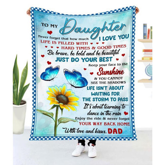Gift For Daughter Sunflower Butterfly Art Never Forget That How Much I Love You From Dad - Blanket - Thegiftio UK