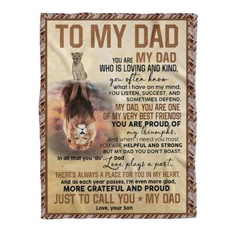 Gift For Father Blanket, To My Dad You Are My Dad Who Is Loving And Kind Lion Blanket Gift For Christmas - Thegiftio UK