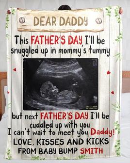 Gift First Fathers Day Blanket, To My Daddy Blanket With Custom Sonogram Picture And Name - Thegiftio UK