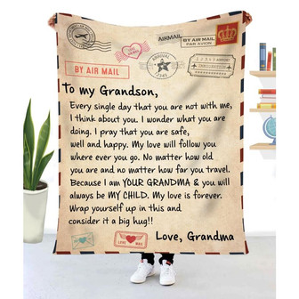 Gift For Grandson Every Single Day That You Are Not With Me I Think About You - Blanket - Thegiftio UK