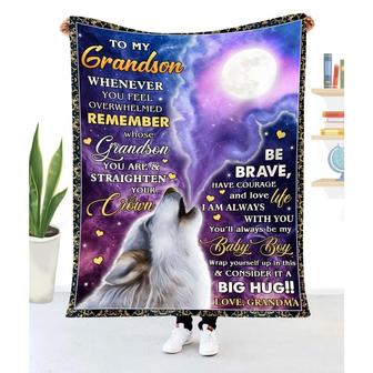 Gift For Grandson Wolf Art Whenever You Feel Overwhelmed From Grandma - Blanket - Thegiftio UK