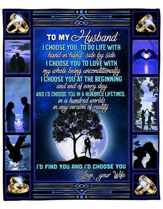 Gift For Husband Blanket To My Husband I Choose You, Hand In Hand Home Decor Bedding Couch Sofa Soft and Comfy Cozy - Thegiftio UK