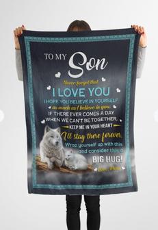 Gift For Son Blanket, Wolf To My Son Never Forget That I Love You - Love From Mom, Birthday Gift Home Decor - Thegiftio UK
