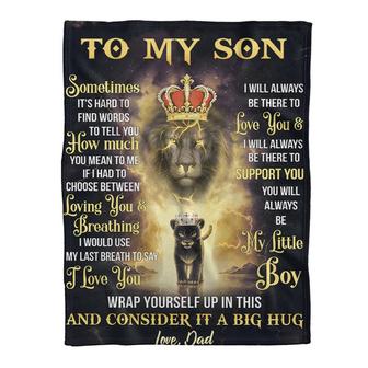 Gift For Son Blanket, To My Son Sometimes It's Hard To Find Words Lion Black Gift For Christmas, Home Decor - Thegiftio UK