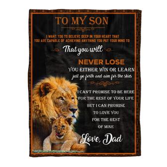 Gift For Son Blanket, Lion To My Son That You Will Never Lose - Love From Dad Gift For Christmas, Home Decor - Thegiftio UK
