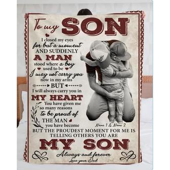 Gift for Son From Dad I Close My Eyes And Suddenly A Man Personalized Blanket - Thegiftio UK