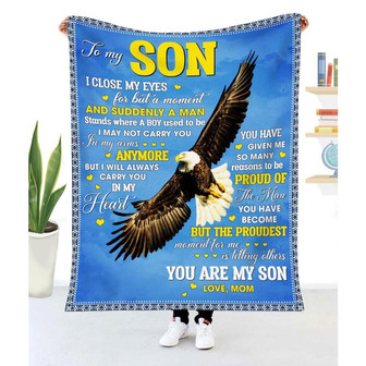 Gift For Son Eagle Art I Close My Eyes For But A Moment From Mom - Blanket - Thegiftio