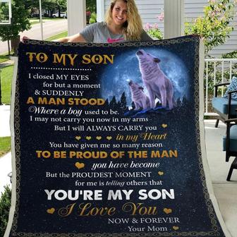 Gift For Son Wolf Art I Closed My Eye For But A Moment & Suddenly A Man Stood - Blanket - Thegiftio UK