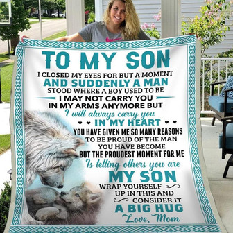Gift For Son Wolf Art I Closed My Eyes For But A Moment - Blanket - Thegiftio