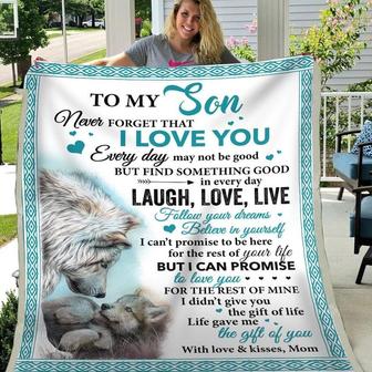 Gift For Son Wolf Art Never Forget That I Love You - Blanket - Thegiftio UK