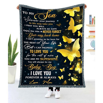 Gift For Son Yellow Butterfly Art Wherever Your Journey In Life May Take You - Blanket - Thegiftio UK