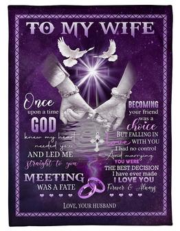 Gift For Wife Blanket, To My Wife Once Upon A Time God Knew My Heart Needed You, Dove Couple And Cross, - Thegiftio UK