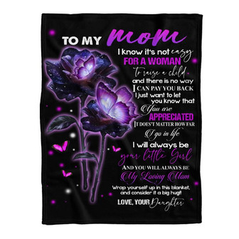 Giftcustom To My Mom Purple Roses Butterfly Blanket Gift For Mom From Daughter Birthday Gift Home Decor Bedding Couch - Thegiftio UK