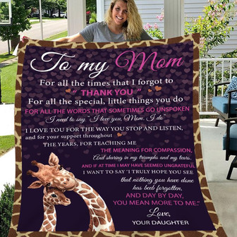 Giraffe Blanket - To My Mom Blanket - Blanket Gift for Mom from Daughter for Mother's Day, Birthday, Christmas - Thegiftio