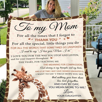 Giraffe Blanket - To My Mom Blanket - Blanket Gift for Mom from Daughter for Mother's Day, Birthday, Christmas - Thegiftio