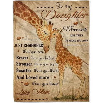 Giraffe To My Daughter You Are Braver Than You Believe Fleece Blanket Home Decor Bedding Couch Sofa Soft And Comfy Cozy - Thegiftio