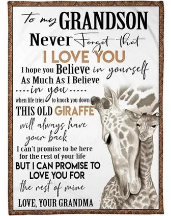 Giraffe Grandson Blanket To My Grandson Never Forget That I Love You Blanket Gift For Christmas, Home Decor - Thegiftio