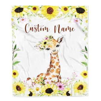Giraffe Sunflower Blanket For Girl Boy Daughter Niece Granddaughter Birthday Christmas Customized Throw Blanket - Thegiftio UK