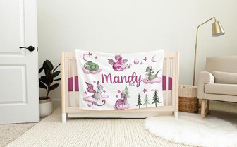 Girl Dragon Blanket, Personalized Dragon Baby Blanket - Thegiftio UK