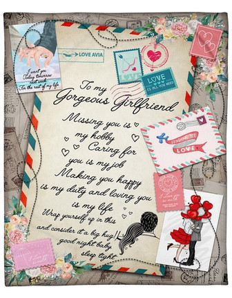 Girlfriend Blanket, To My Gorgeous Girlfriend, Missing You Is My Hobby, Birthday Gifts For Her, Home Decor Bedding Couch - Thegiftio UK