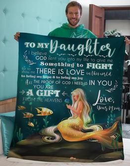 God Sent U Into My Life Mermaid Mom To Daughter Fleece Blanket | Gift For Daughter Gift For Christmas - Thegiftio UK