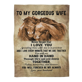 To My Gorgeous Wife Horse Fleece Blanket Family Gift Home Decor Bedding Couch Sofa Soft And Comfy Cozy - Thegiftio UK