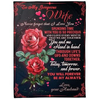 To My Gorgeous Wife Rose Fleece Blanket Family Gift Home Decor Bedding Couch Sofa Soft And Comfy Cozy - Thegiftio UK