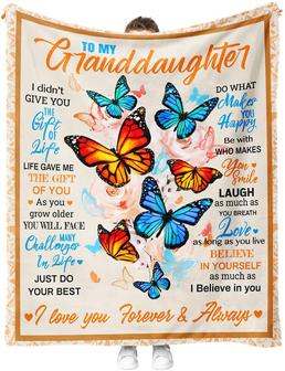 Granddaughter Blanket from Grandma Grandpa To My Granddaughter Butterfly Blanket Birthday for Granddaughter Soft Bed Fleece Throw Blanket - Thegiftio UK