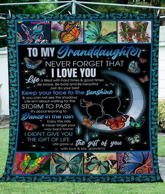 To My Granddaughter Butterflies Fleece Blanket - Gift For Granddaughter From Grandma Gift For Christmas - Thegiftio UK