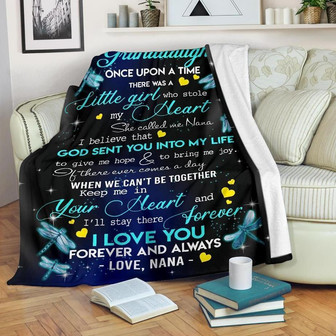 To My Granddaughter Nana Dragonflies Fleece Blanket - Gift For Granddaughter | Family Blanket - Thegiftio UK